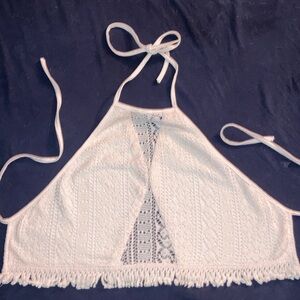 La Hearts White Crochet Crop Top